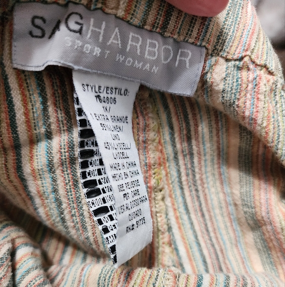 Sag Harbor Capri Pants 1X‎ Multicolor Striped Plus Size Casual Lightweight C390 - Picture 3 of 3